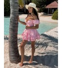 211666 PEMBE ELBİSE DUBAİ KUMAŞ