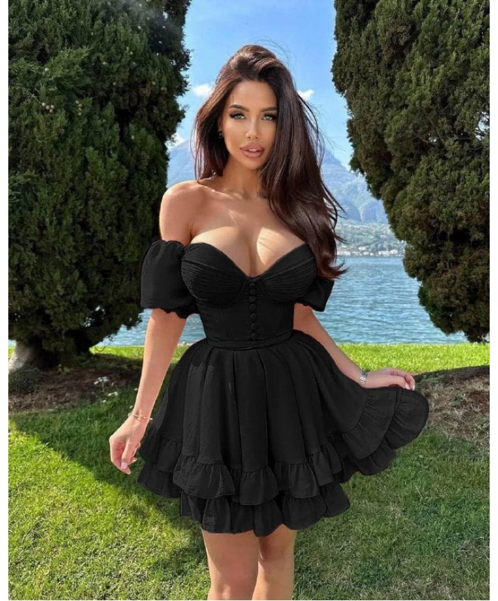 211667 SİYAH ELBİSE DUBAİ KUMAŞ