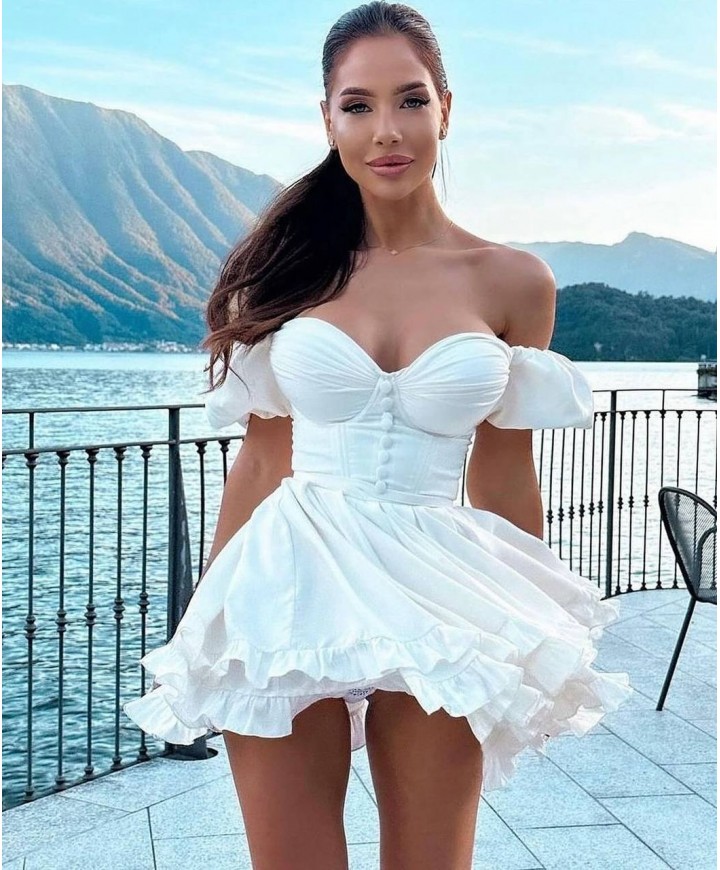 211668 BEYAZ ELBİSE DUBAİ KUMAŞ