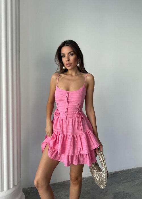 211734 PEMBE ELBİSE AİROBİN KUMAŞ