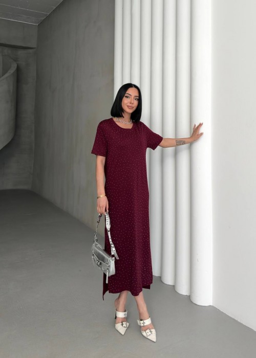 211809 BORDO ELBİSE MODAL KUMAŞ