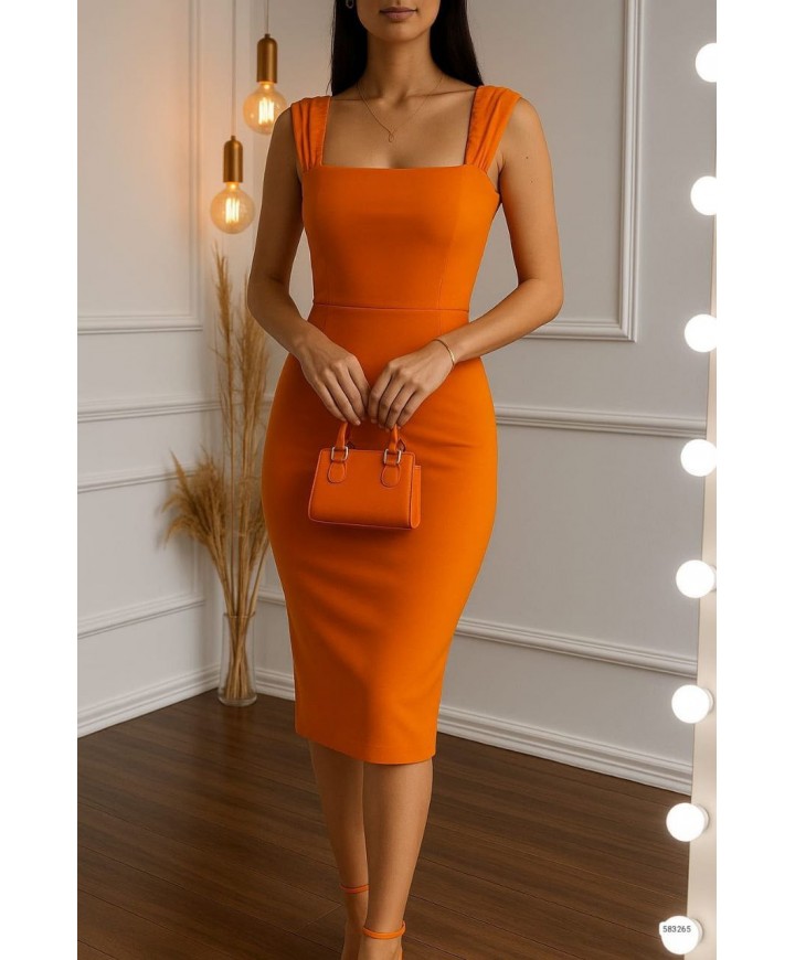 211994 ORANGE ELBİSE SANDY KUMAŞ
