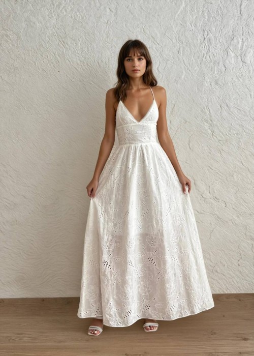 212088 WHITE DRESS Brode fabric