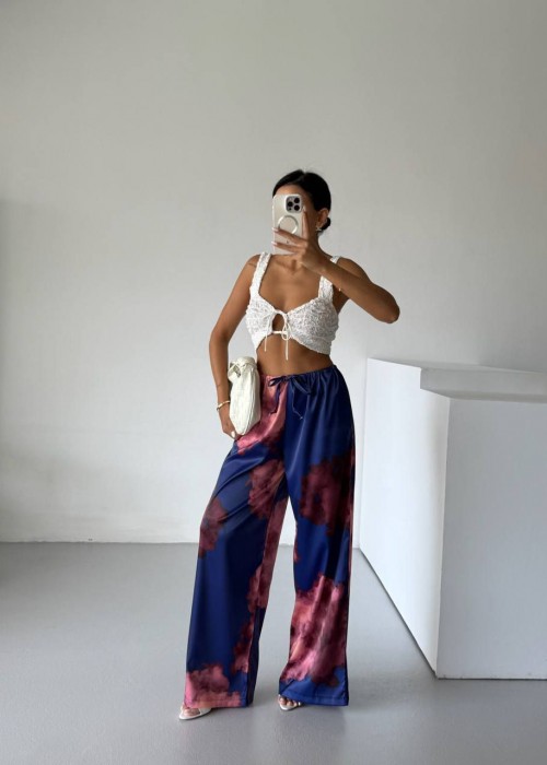 212127 PATTERNED TROUSERS SATIN FABRIC