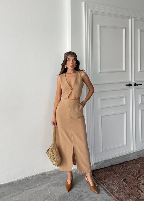 212132 CAMEL SUİT AIROBIN FABRIC