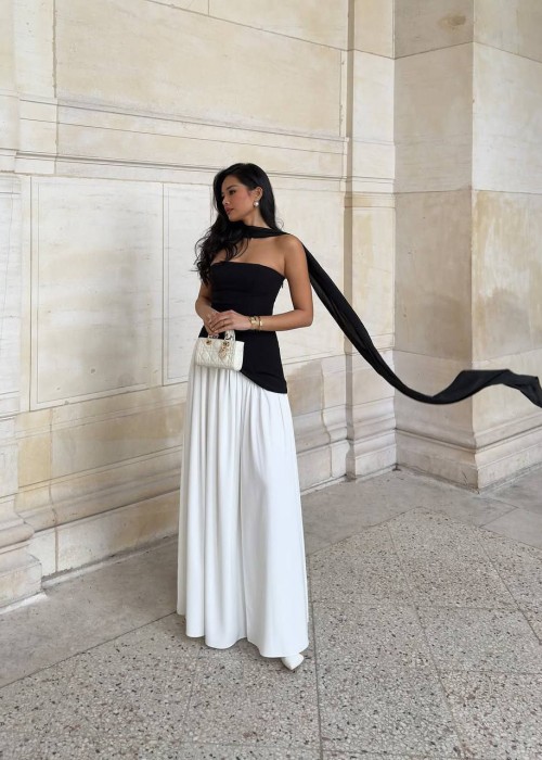 212169 BLACK WHITE COCKTAİL DRESS