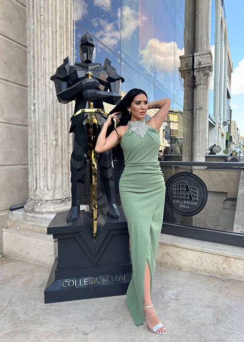 212173 GREEN COCKTAİL DRESS