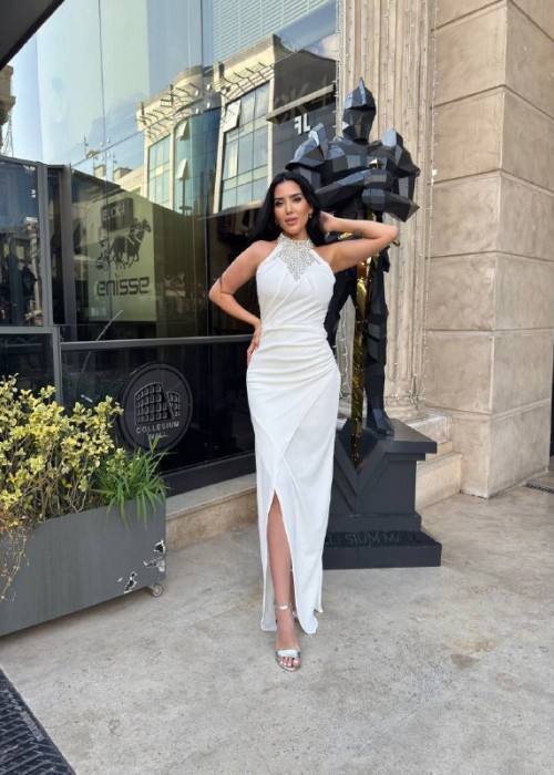 212174 WHITE COCKTAİL DRESS