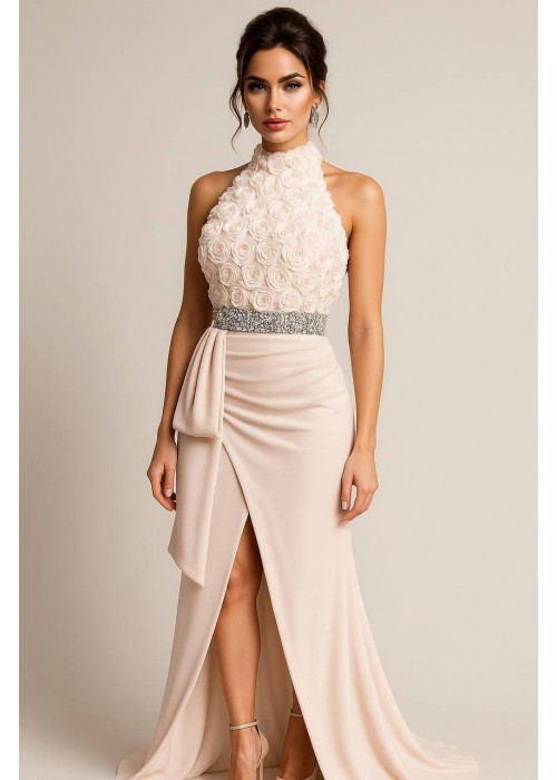 212176 CREAM COCKTAİL DRESS