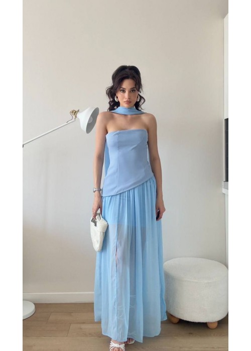 212199 BLUE COCKTAİL DRESS