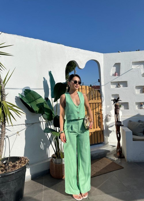 212231 GREEN SUİT LINEN FABRIC