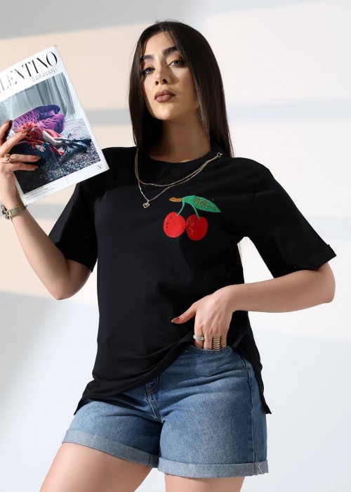 212299 BLACK T SHIRT Cotton fabric