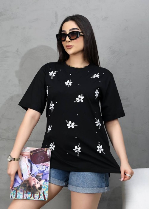 212303 BLACK T SHIRT Cotton fabric