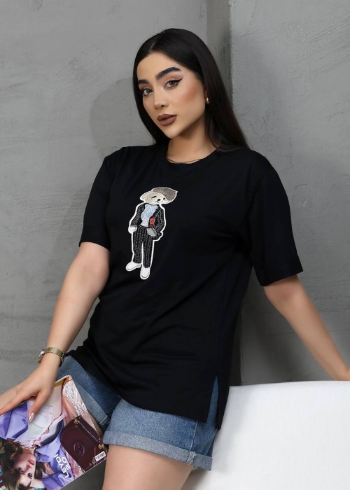 212306 BLACK T SHIRT Cotton fabric