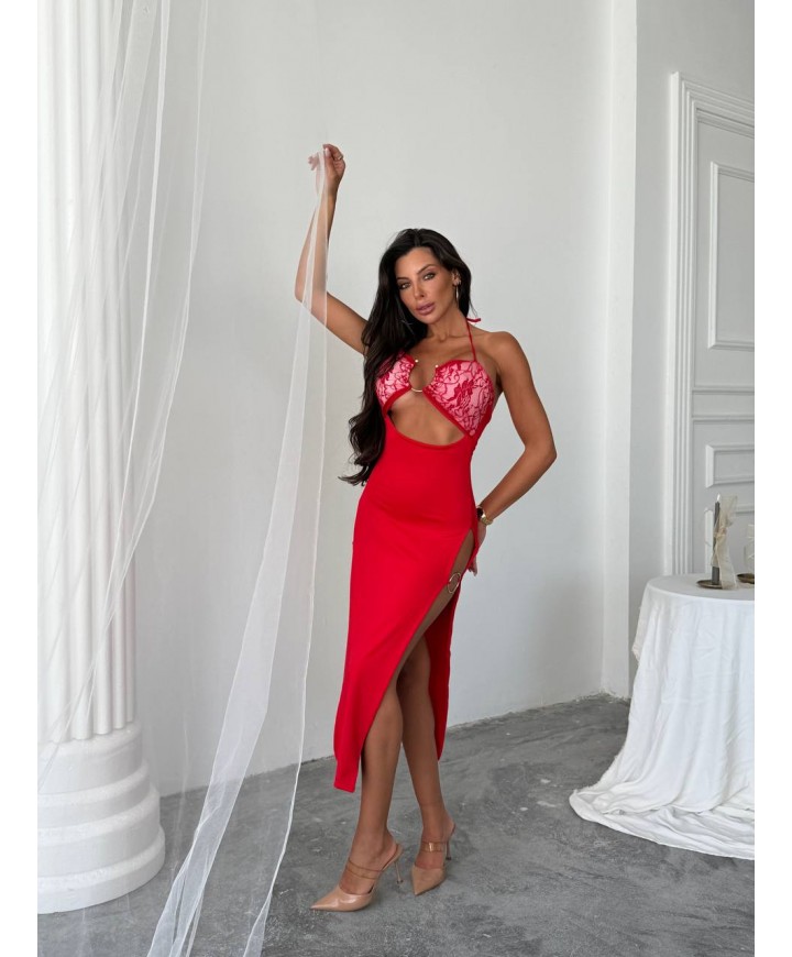 212321 KIRMIZI ELBİSE LYCRA