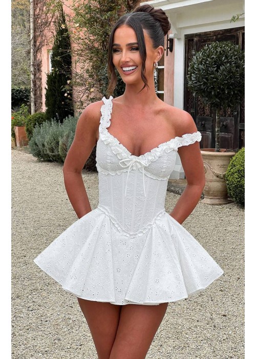 212341 WHITE DRESS Brode fabric