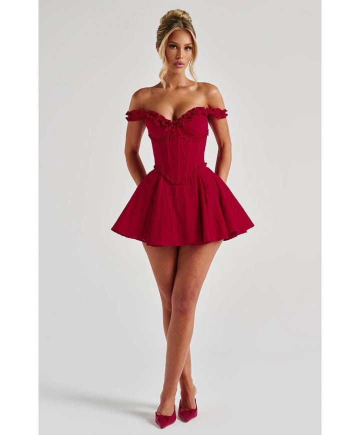 212342 BORDO ELBİSE BRODE KUMAŞ