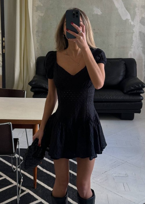 212349 BLACK DRESS Brode fabric