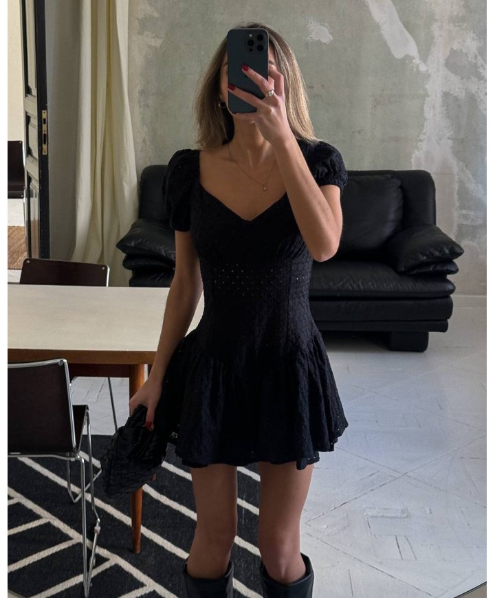 212349 SİYAH ELBİSE BRODE KUMAŞ