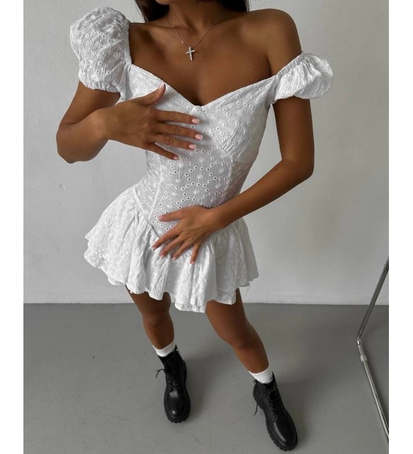 212350 BEYAZ ELBİSE BRODE KUMAŞ