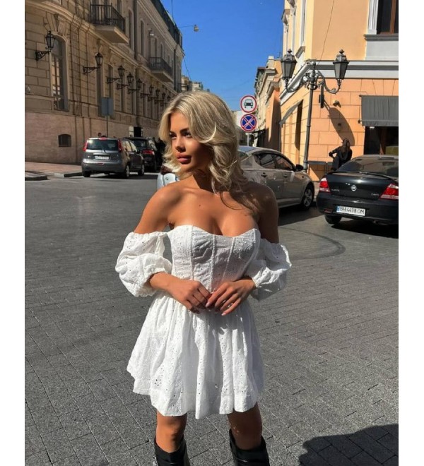 212353 BEYAZ ELBİSE BRODE KUMAŞ