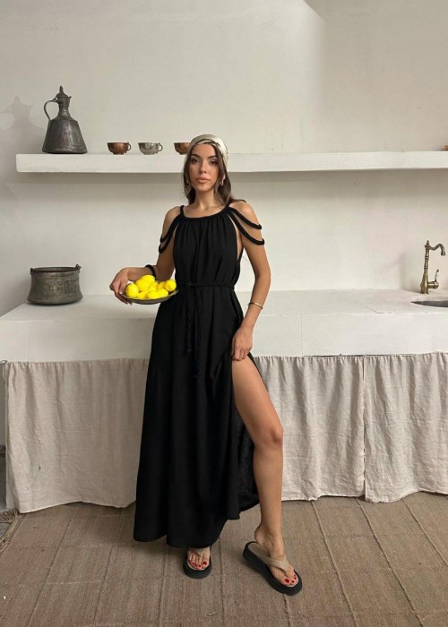 212358 BLACK DRESS LINEN FABRIC