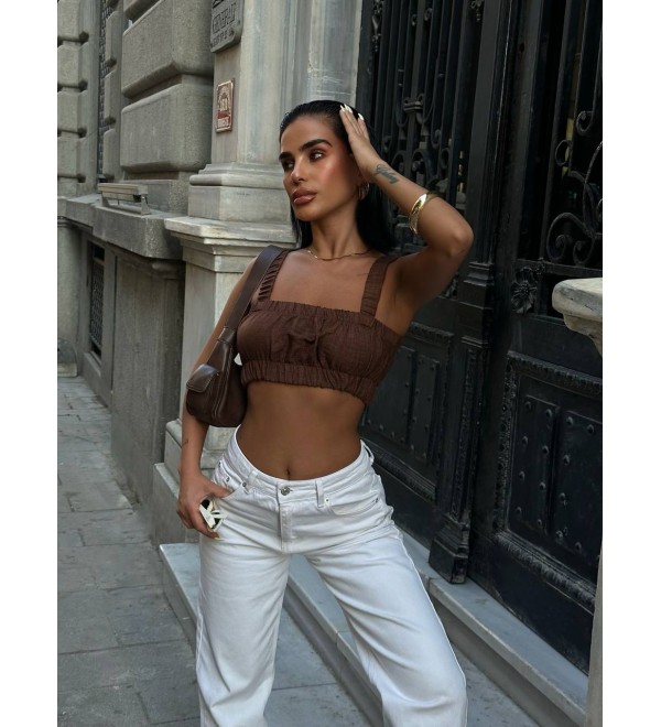 212361 COFFEE BLOUSE LINEN FABRIC