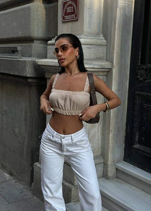 212362 CREAM BLOUSE LINEN FABRIC