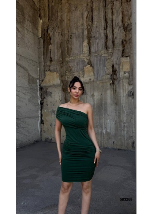 212369 GREEN COCKTAİL DRESS SANDY FABRİC