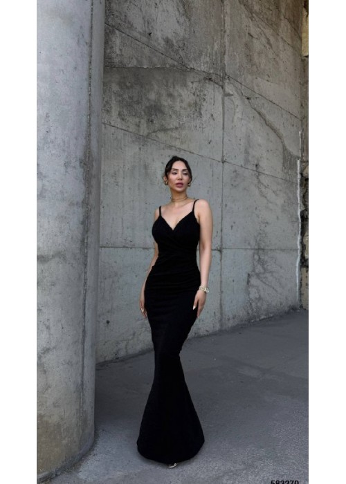 212374 BLACK COCKTAİL DRESS Flowers fabric