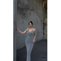 212376 GRİ ABİYE FLOWERS KUMAŞ