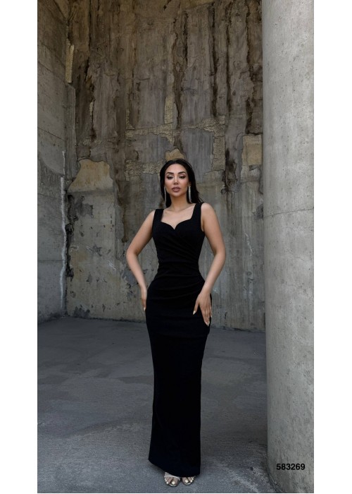 212380 BLACK COCKTAİL DRESS Flowers fabric