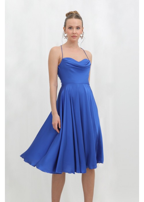 212396 SAKS COCKTAİL DRESS SATIN FABRIC