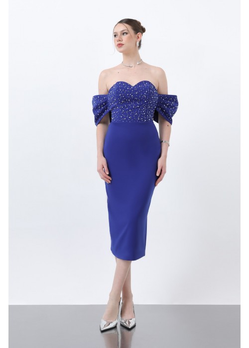 212404 SAKS COCKTAİL DRESS SATIN FABRIC