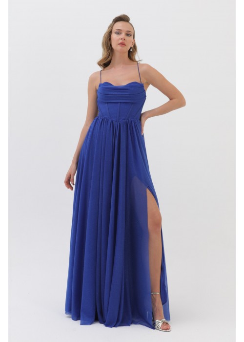 212412 PINK COCKTAİL DRESS CHIFFON FABRIC