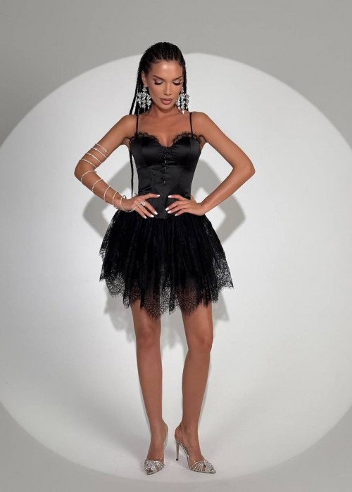212464 BLACK DRESS SATIN FABRIC