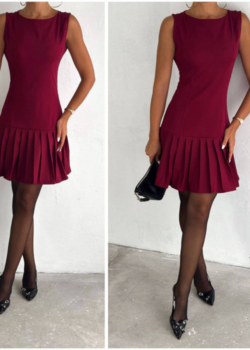 212536 BORDO ELBİSE DABIL KUMAŞ