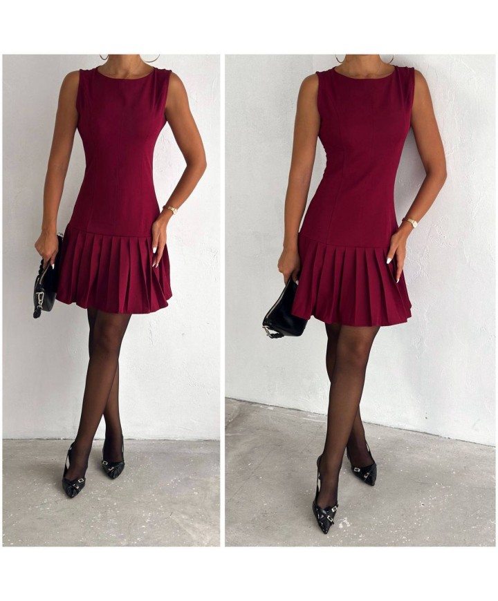 212536 BORDO ELBİSE DABIL KUMAŞ
