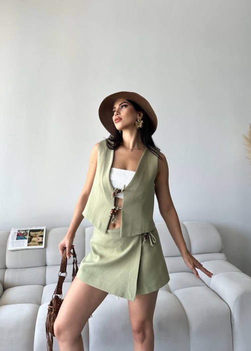 212583 KHAKI SUİT LINEN FABRIC