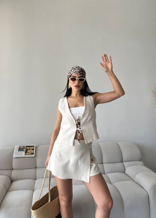 212584 CREAM SUİT LINEN FABRIC