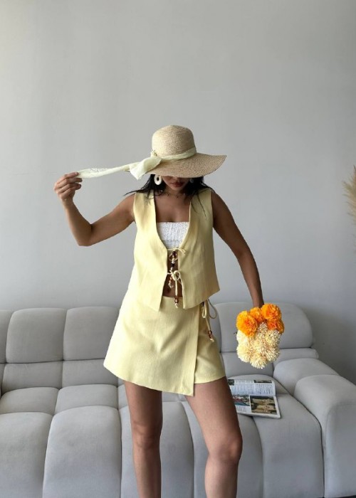 212586 YELLOW SUİT LINEN FABRIC