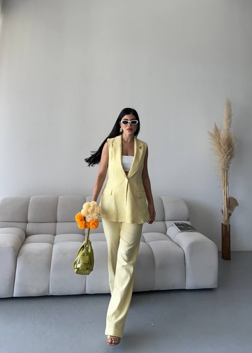 212590 YELLOW SUİT LINEN FABRIC