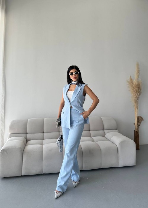 212592 BLUE SUİT LINEN FABRIC
