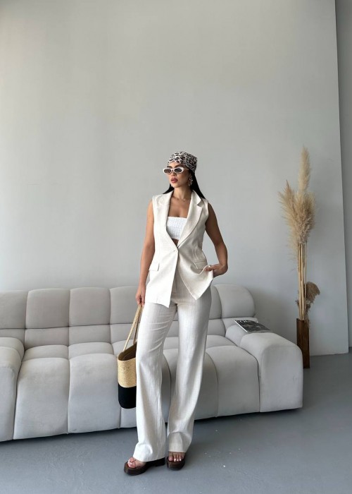 212593 WHITE SUİT LINEN FABRIC