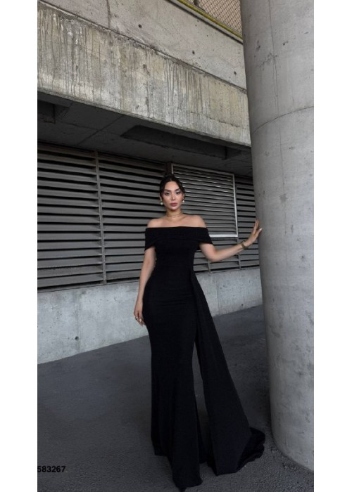 212600 BLACK COCKTAİL DRESS Flowers fabric