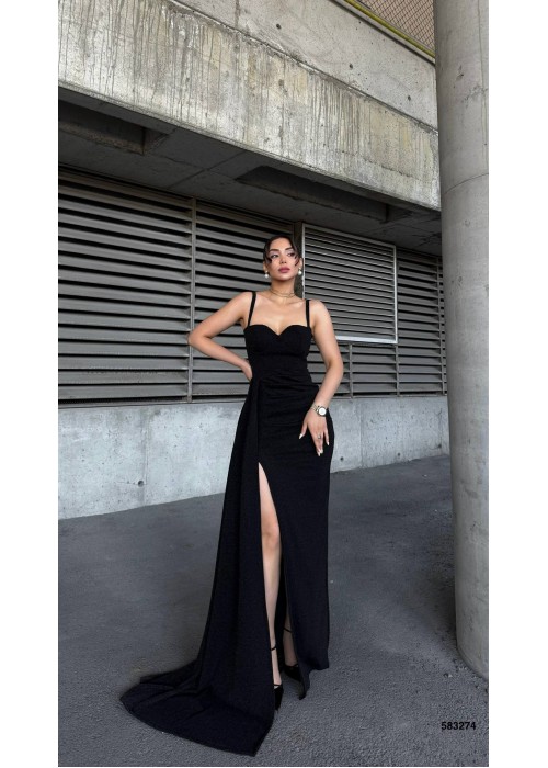 212615 BLACK COCKTAİL DRESS Flowers fabric