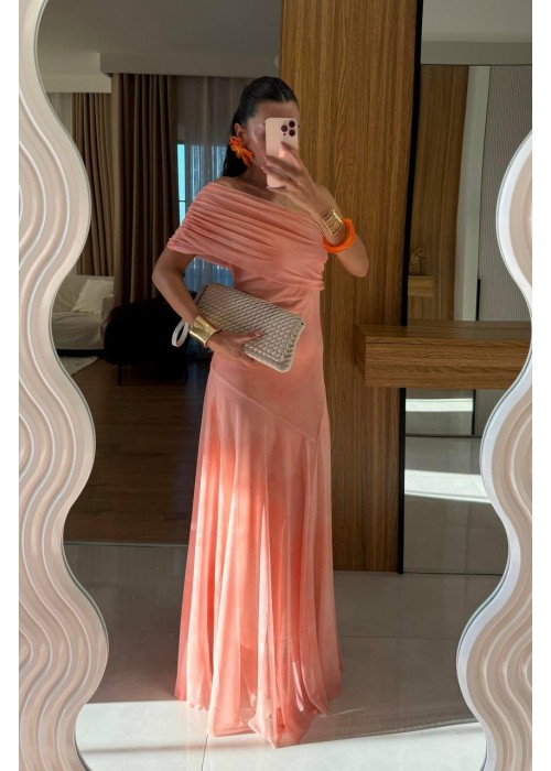 212617 SALMON COCKTAİL DRESS