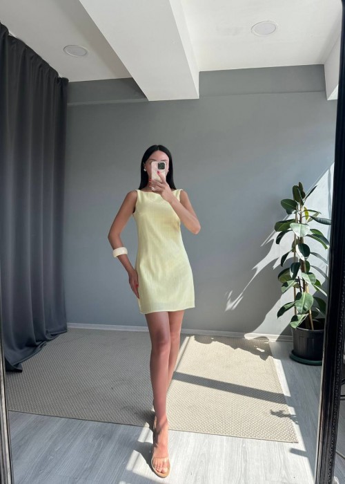 212623 YELLOW DRESS LINEN FABRIC