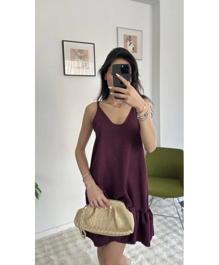 213818 KAHVE ELBİSE KETEN