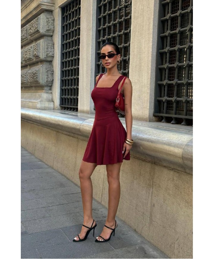 213824 BORDO ELBİSE DALGIÇ